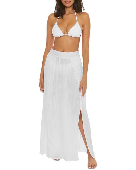 Becca White Long Side Slit Maxi Skirt