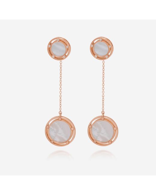 Damiani Pink D. Side 18k Rose Gold Diamond And Mother Of Pearl Drop Earrings