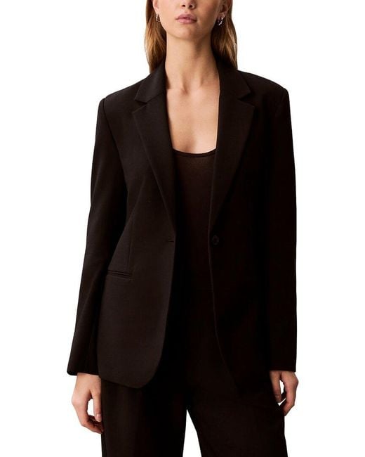Calvin Klein Black Smooth Stretch Cinched Blazer