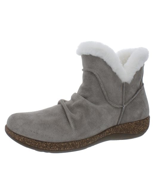 Aetrex Gray Remi Faux Suede Round Toe Ankle Boots