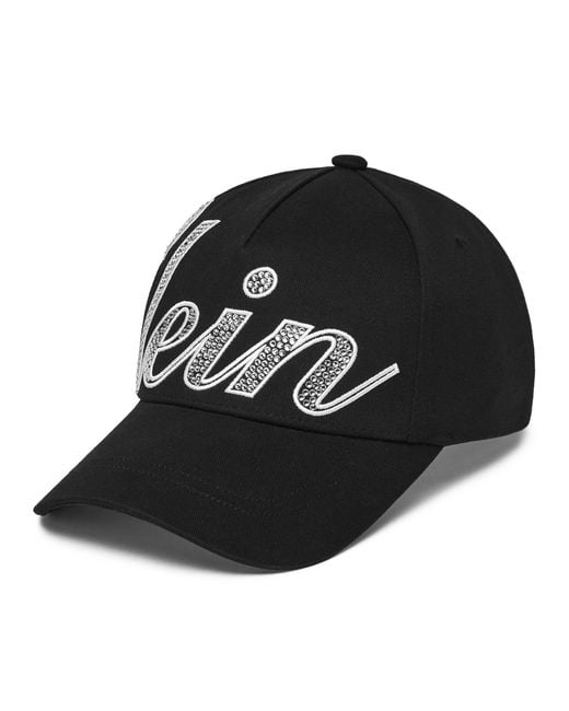 Philipp Plein Black Baseball Cap Strass for men