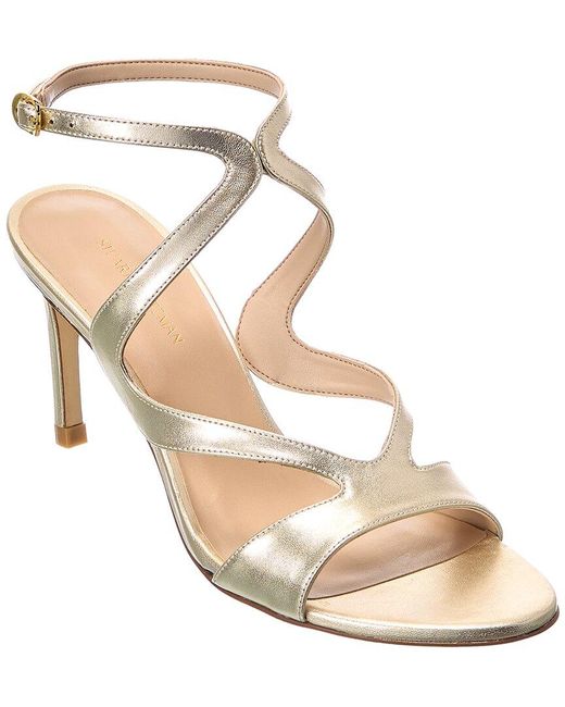 Stuart Weitzman Mariposa 80 Leather Sandal In Metallic Lyst
