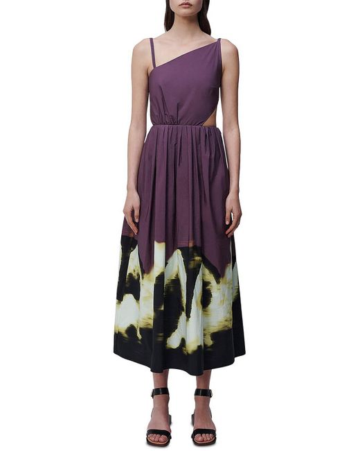 Jonathan Simkhai Purple Collene Cotton Printed Midi Dress