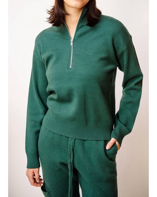Monrow Green Half-zip Sweatshirt