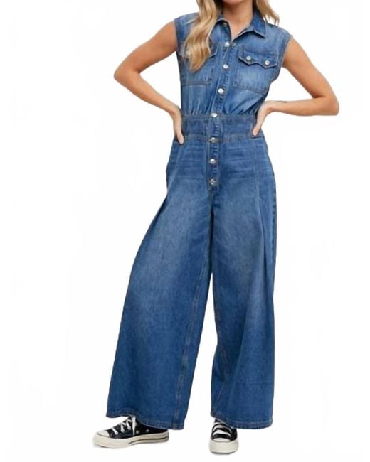 Bluivy Blue Denim Sleeveless Jumpsuit