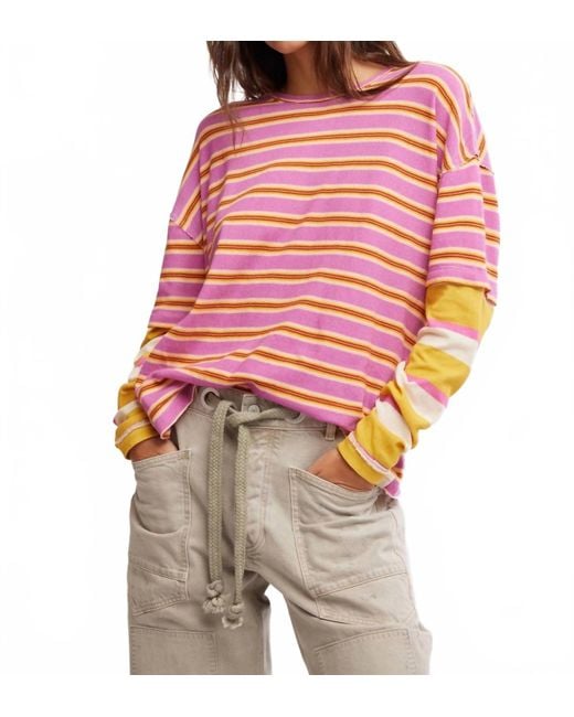 Free People Red Nina Stripe Long Sleeve