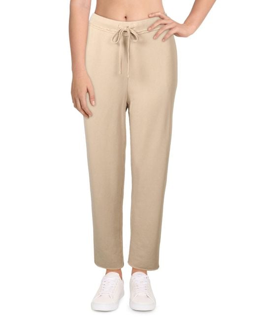 Eileen Fisher Natural Frayed Hem Organic Cotton Track Pants