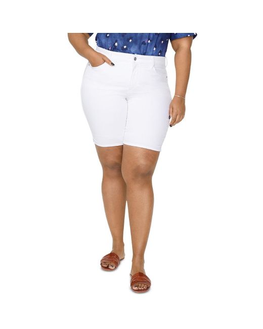 NYDJ White Plus Ella Lift Tuck High Rise Denim Shorts