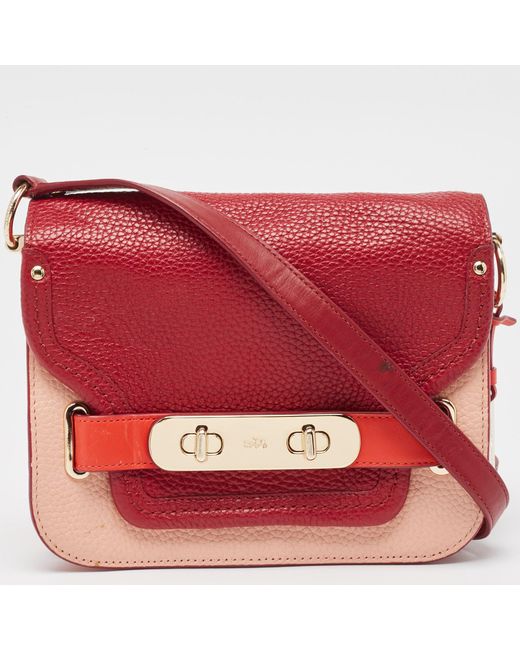 COACH Red Color Leather Small swagger Shoulder Bag