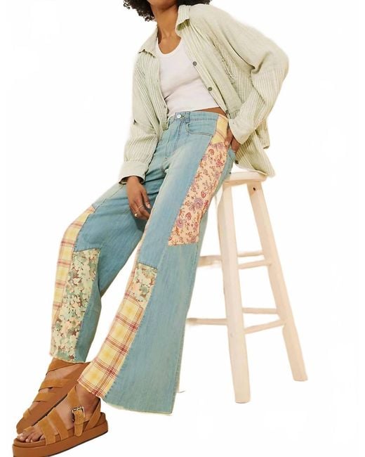 Pilcro Multicolor Relaxed Flare Patch Work Edition Jeans