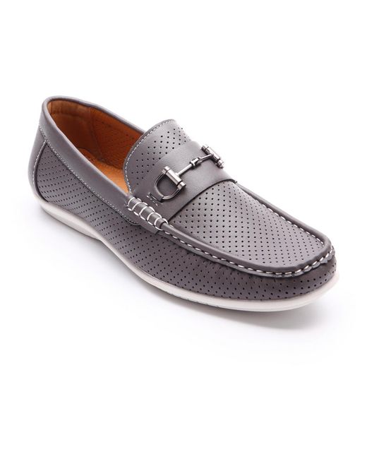 Aston Marc Gray Faux Leather Slip-on Loafers for men