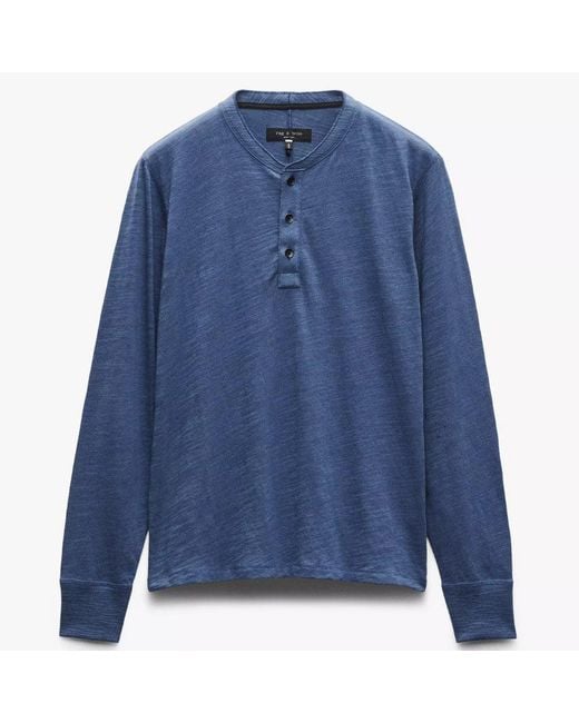 Rag & Bone Blue Classic Flame Henley, Worn for men