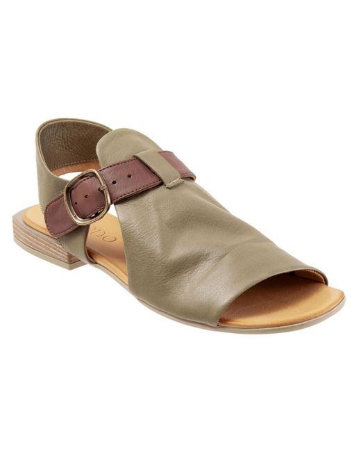 BUENO Brown Ava Leather Boho Flat Sandals