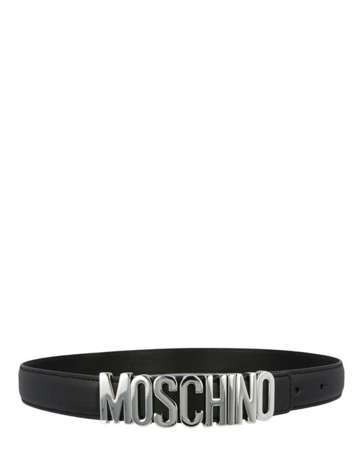 Moschino Black Logo Lettering Leather Belt