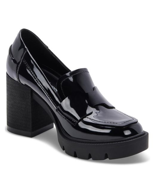 Aqua College Black Jonnie Patent Slip-on Loafer Heels