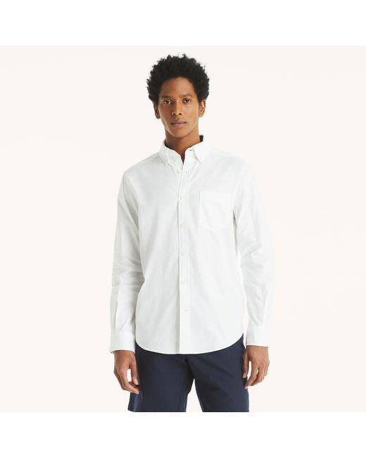 Nautica White Solid Oxford Shirt for men