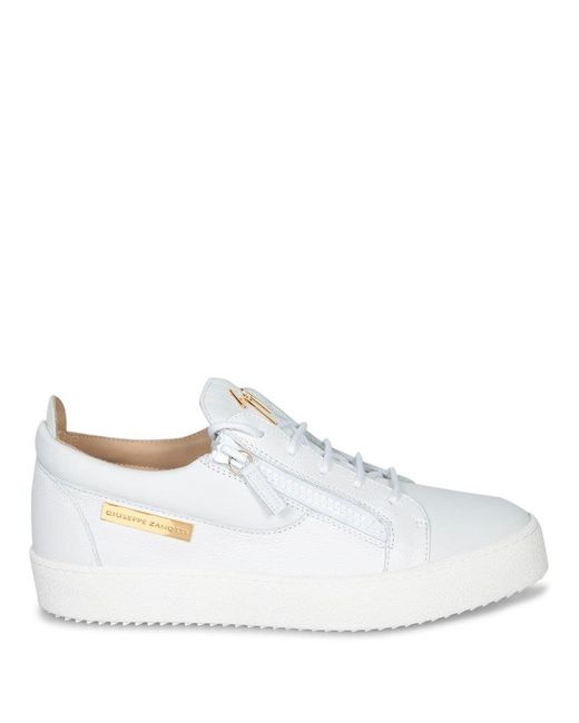 Giuseppe Zanotti White Minimalist Sneakers With Textured Sole for men