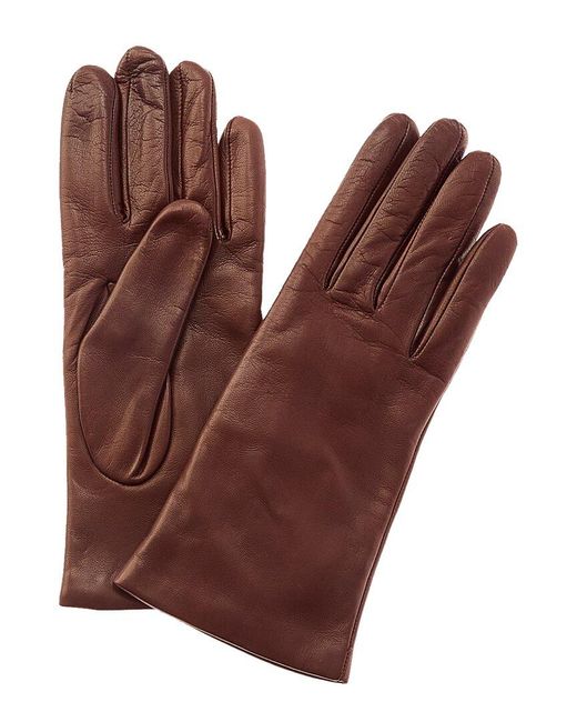 Portolano Brown Cashmere-lined Leather Gloves
