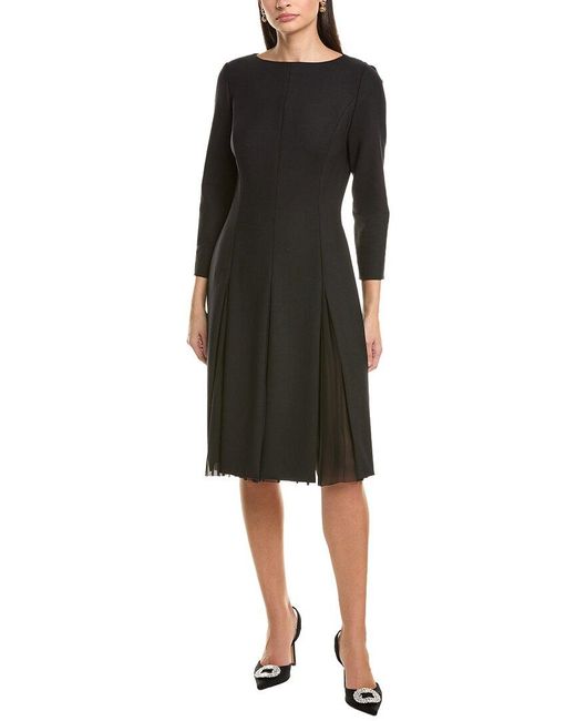 Oscar de la Renta Black Wool & Silk-Blend Sheath Dress
