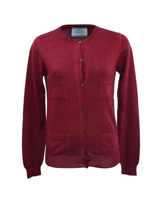 Prada Red Buttoned Cardigan