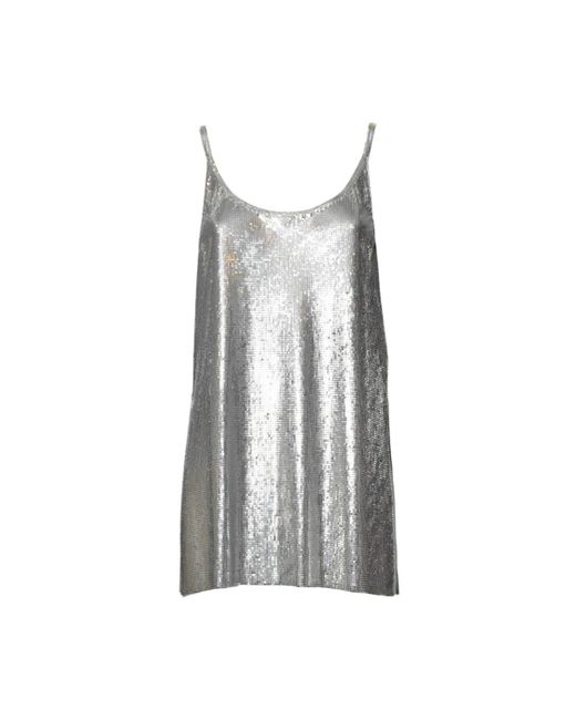 Rabanne Metallic Mesh Tank Top With Side Slits