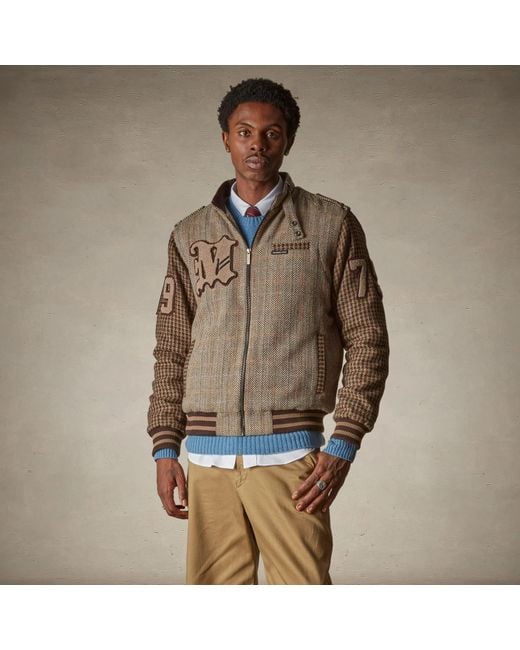 Members Only Green Tweed Varsity Jacket for men