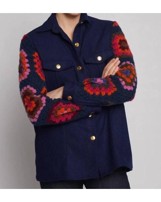Vilagallo Blue Federica Crochet Jacket