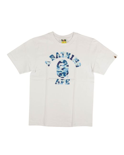 A Bathing Ape White Light Blue Camo Logo Short Sleeve T-shirt