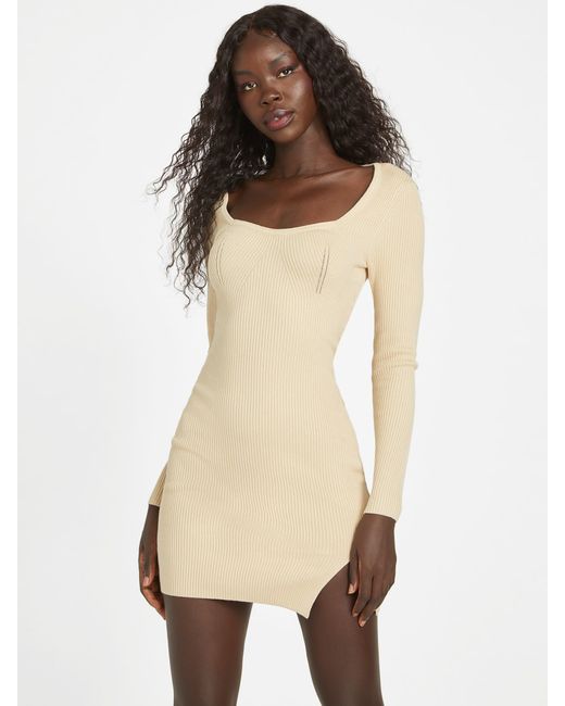 Guess Factory Eco Farai Sweater Dress in Natural | Lyst