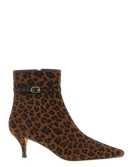 Twinset Brown Animal Print Ankle Boots