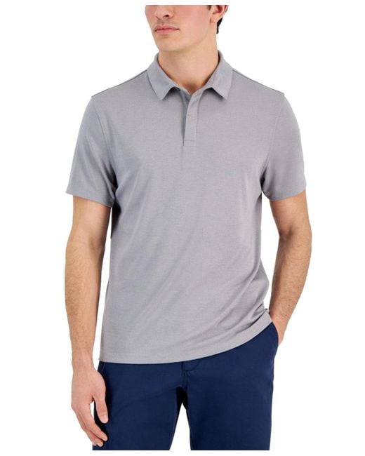 Alfani Gray Alfatech Polo Shirt Storm Stretch Collared Golf Fts57 for men