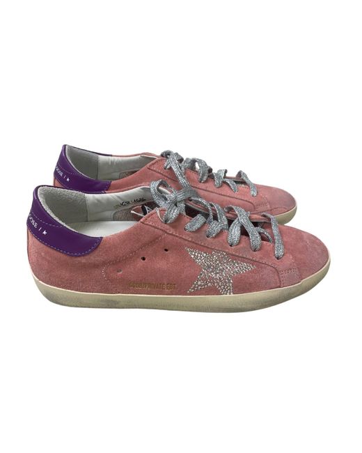 Golden Goose Deluxe Brand Pink Super Star Silver Lace Up Sneakers