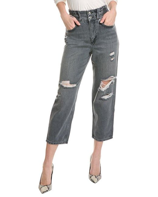 AllSaints Blue Hailey Washed Grey Baggy Crop Jean