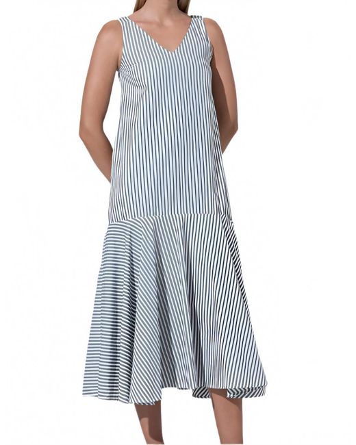 LUSANA Women's Blue Justin Poplin Midi Dress
