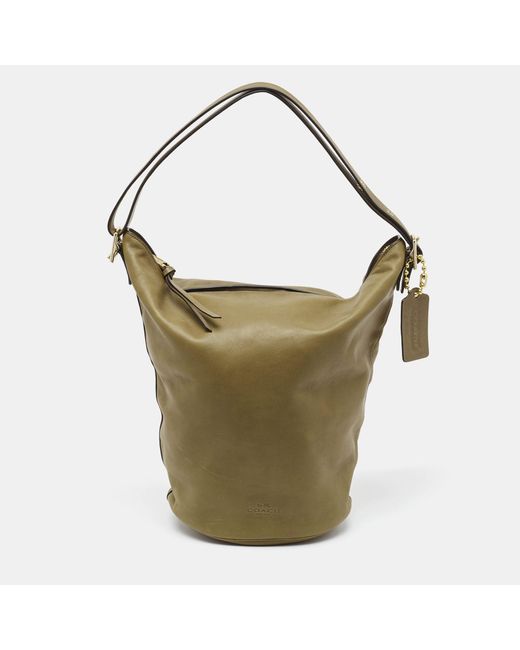 COACH Green Olive Leather Bleecker Bucket Bag