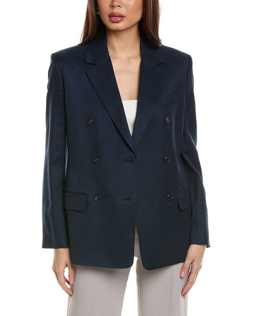 Theory Blue Double-breasted Shaped Jacket