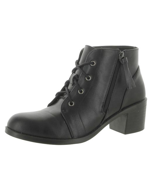 Easy Street Black Becker Faux Leather Block Heel Ankle Boots