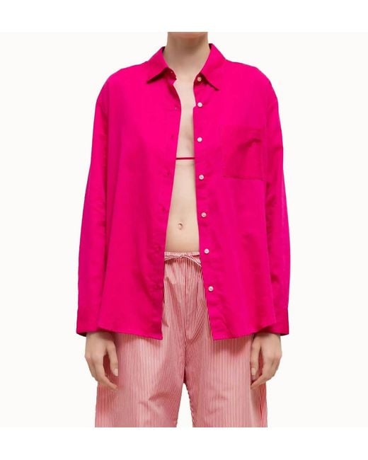 Leset Pink Yoko Classic Button Down Top