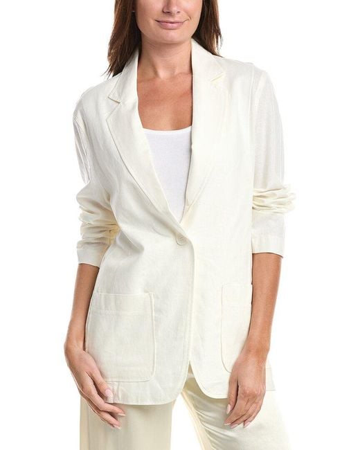 Max Studio White Linen-Blend Blazer