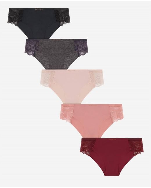 Danskin White 5-Pack Hipster Underwear With Lace Side Panels