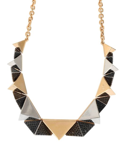 Louis Vuitton Metallic Gold Tone Pyramid Stud Necklace