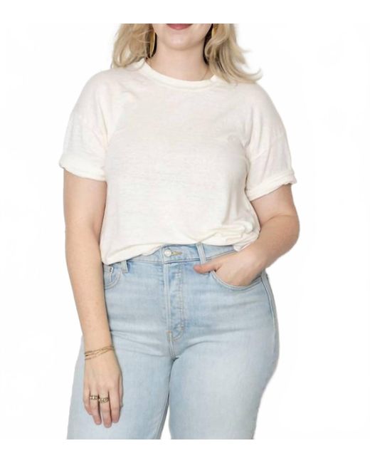 Ma'ry'ya White Classic Linen R-Neck Tee