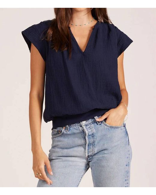 Bobi Blue Betty Split Neck Tee Top