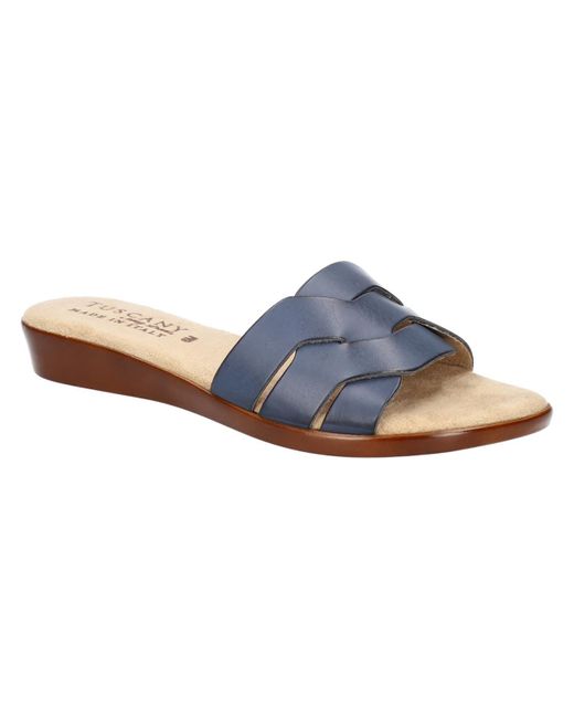 TUSCANY by Easy StreetR Blue Nicia Faux Leather Slide Sandals
