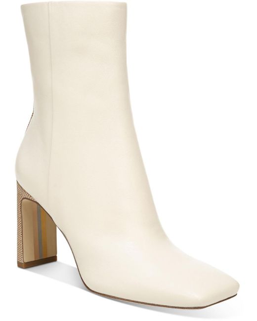 Sam Edelman White Anika Leather Square Toe Mid-calf Boots