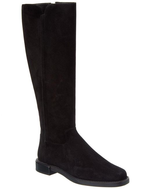 Stuart Weitzman Black Suede Knee-High Riding Boot
