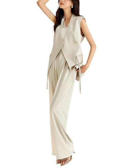 OUNIXUE White 2Pc Vest & Pant Set