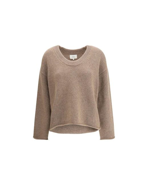 Loulou de Saison Brown Derry Plunging U Neck Sweater