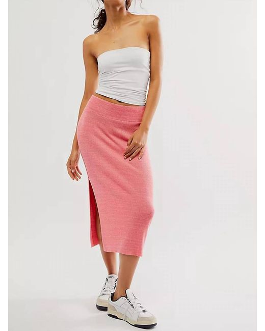 Free People Red Golden Hour Midi Skirt