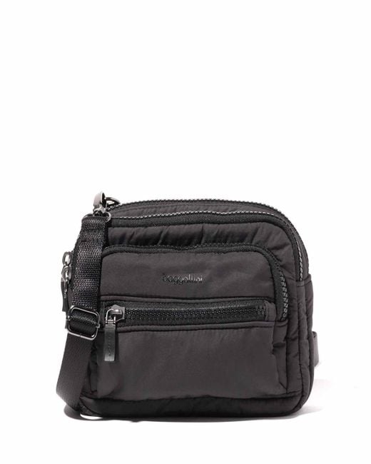Baggallini Black Triple Zip Bagg Small Crossbody Bag